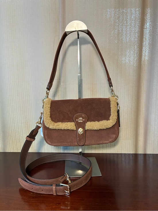 Coach Handbags - Coach Hadley Suede with Shearling Trim Crossbody NWT